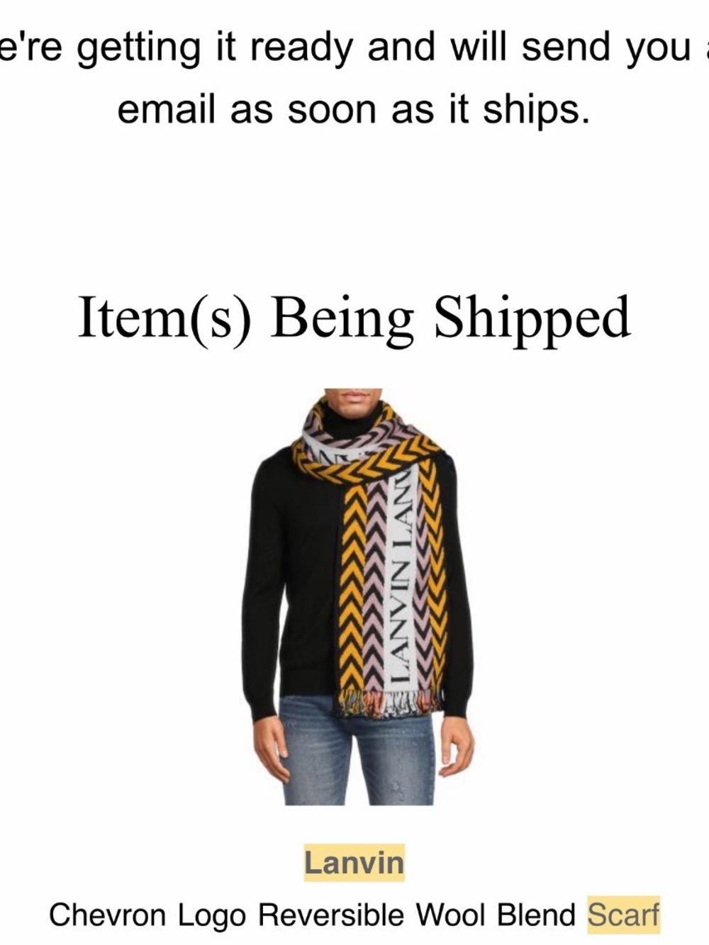 Lanvin Yellow and Black Chevron Logo Reversible Scarf